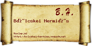 Bölcskei Hermiás névjegykártya